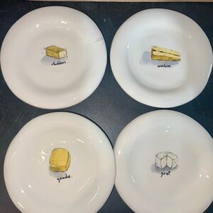 Rae Dunn vintage White Cheese Illustration Plate Set